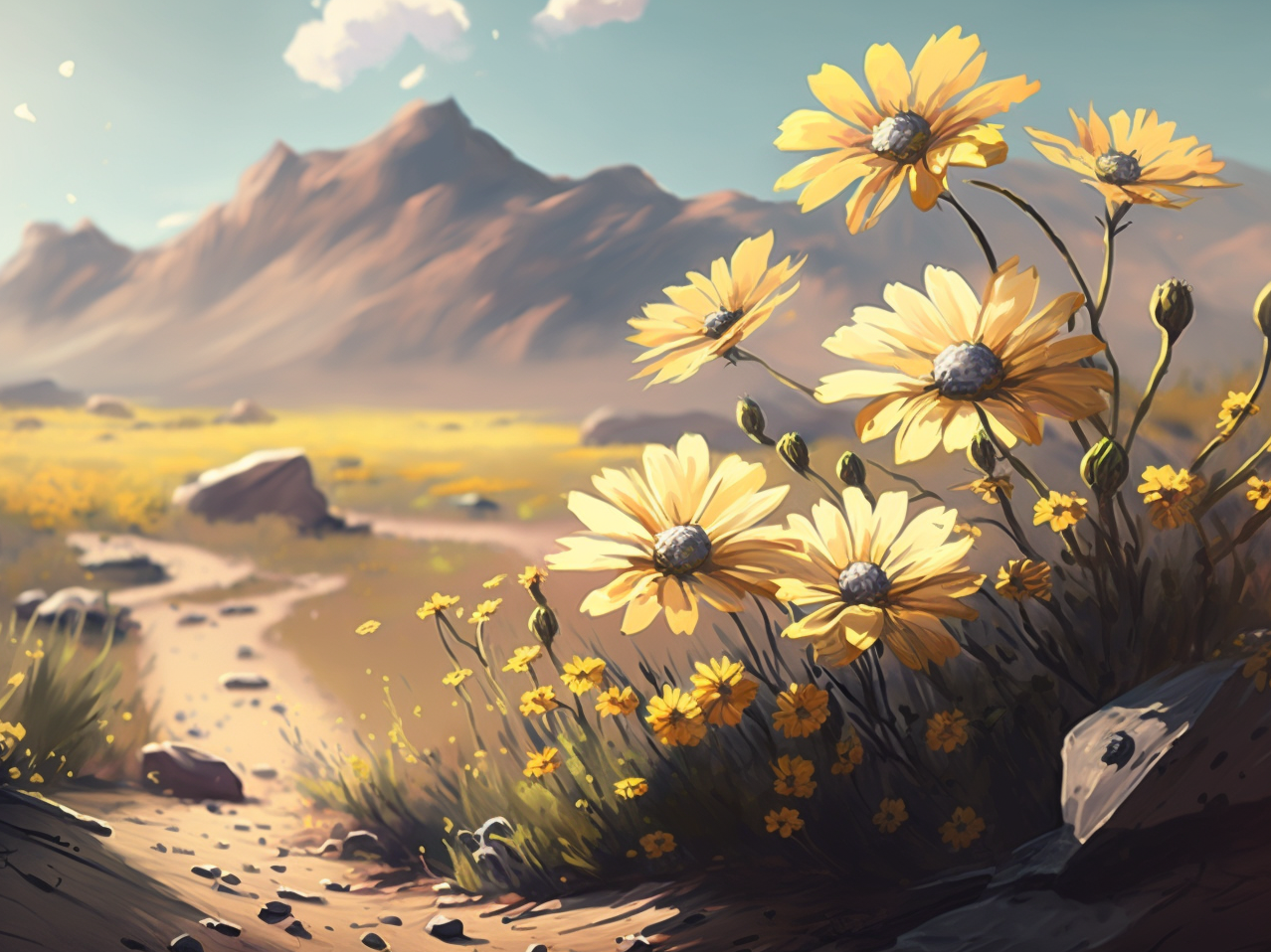 Yellow Desert Flowers Diamond Art Kit