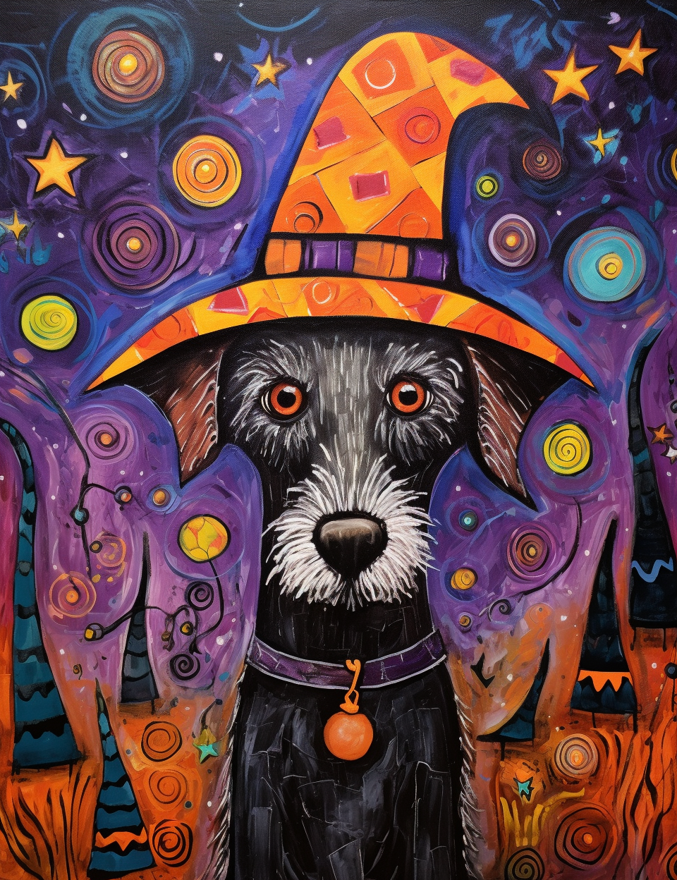 Abstract Witch Hat Terrier Diamond Art Kit