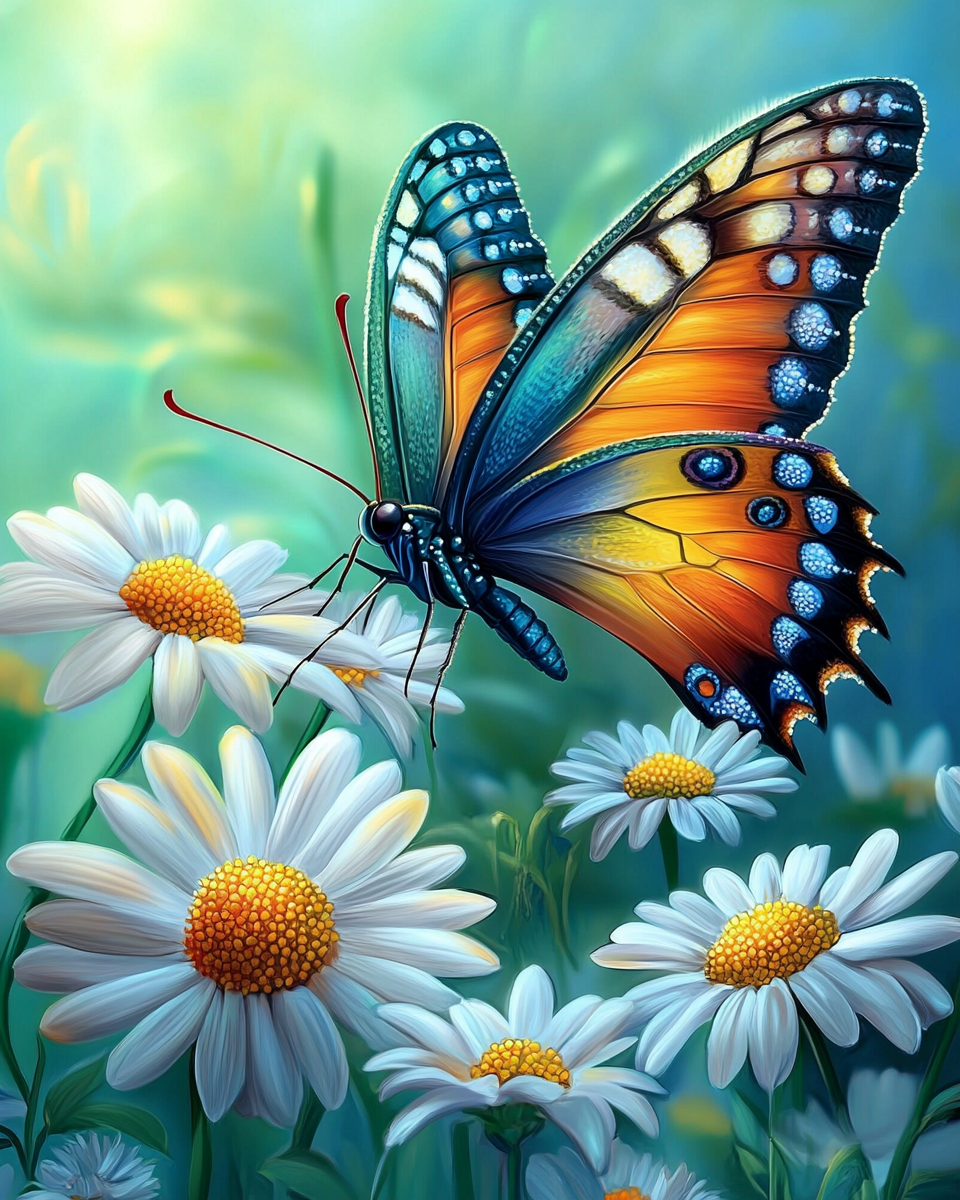 Daisy Garden And Butterfly Diamond Art Kit