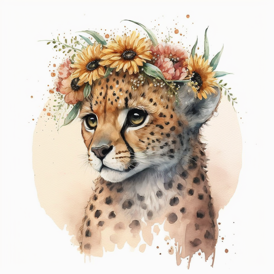 Flower Crown Cheetah Diamond Art Kit
