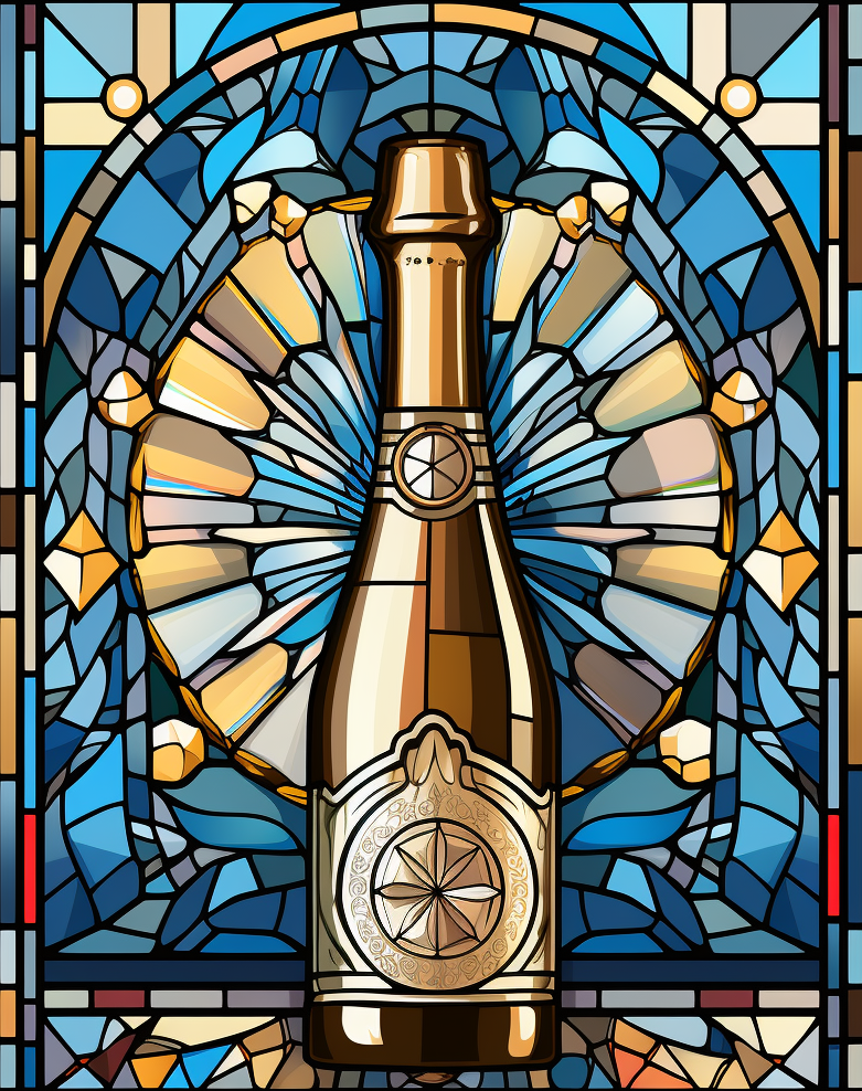 Blue Background Champ Gne Bottle Abstract Diamond Art Kit