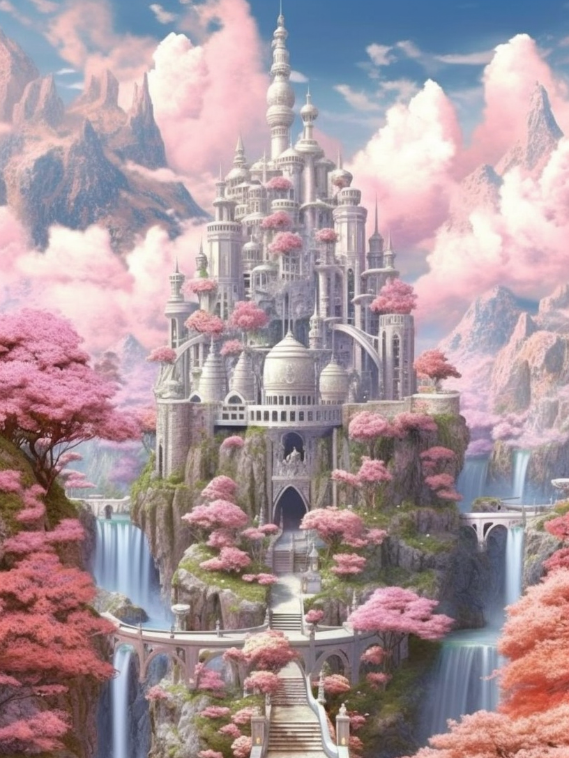 Pink Cloud Castle Diamond Art Kit