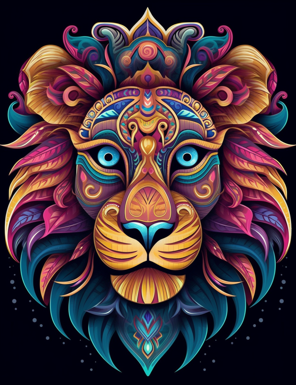 Abstract Wide Eye Lionhead Diamond Art Kit