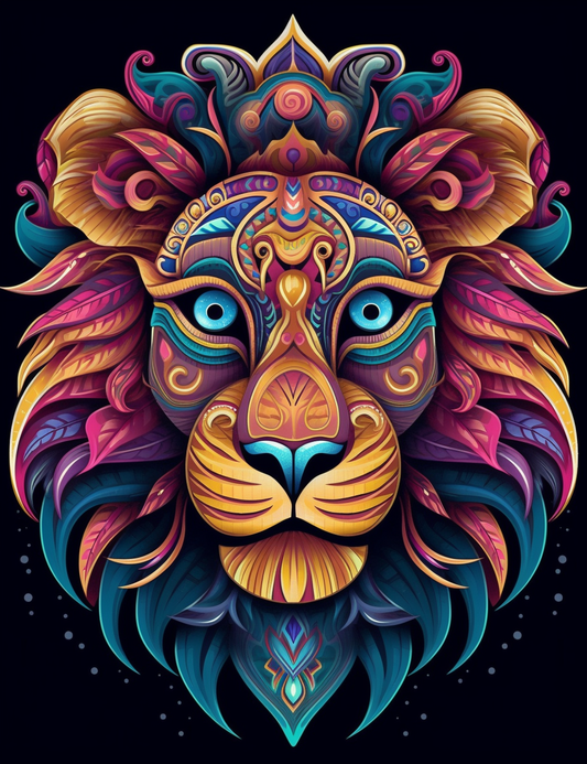 Abstract Wide Eye Lionhead Diamond Art Kit