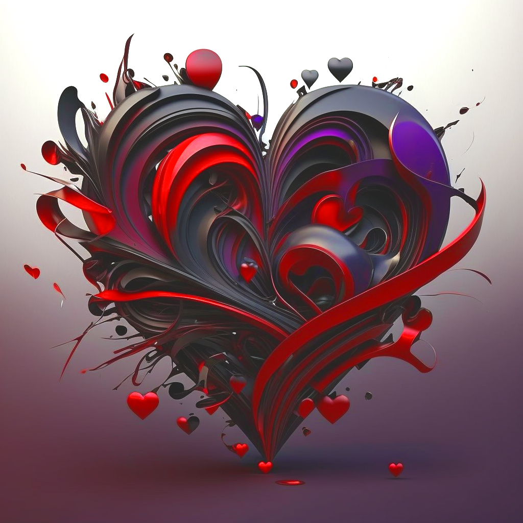 Black Red Swirl Heart Diamond Art Kit