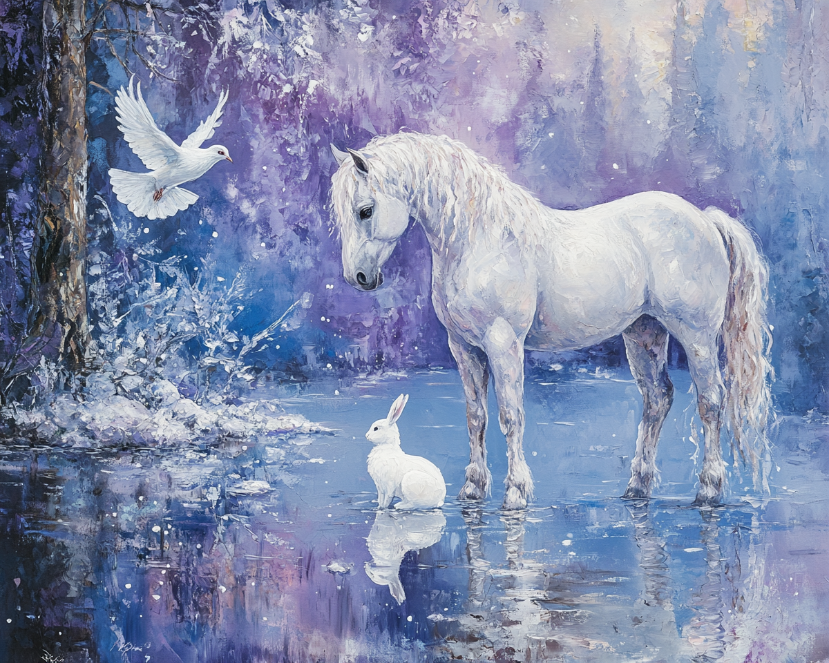 Whitehorse Dove And Rabbit Diamond Art Kit