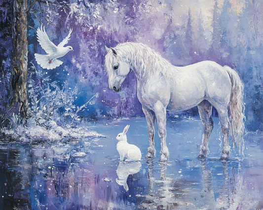 Whitehorse Dove And Rabbit Diamond Art Kit
