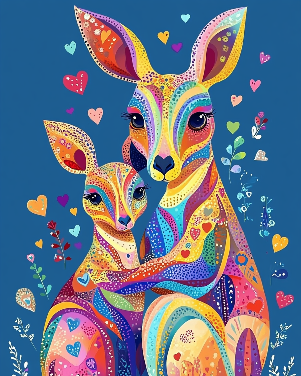 Two Abstract Kangaroos Diamond Art Kit