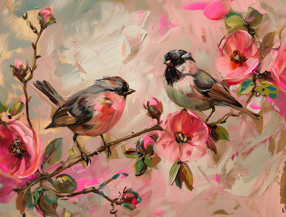 Two Abstract Birds On A Branch Diamond Art Kit