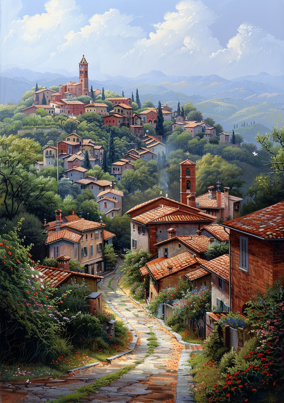Italian Countryside Village Diamond Art Kit