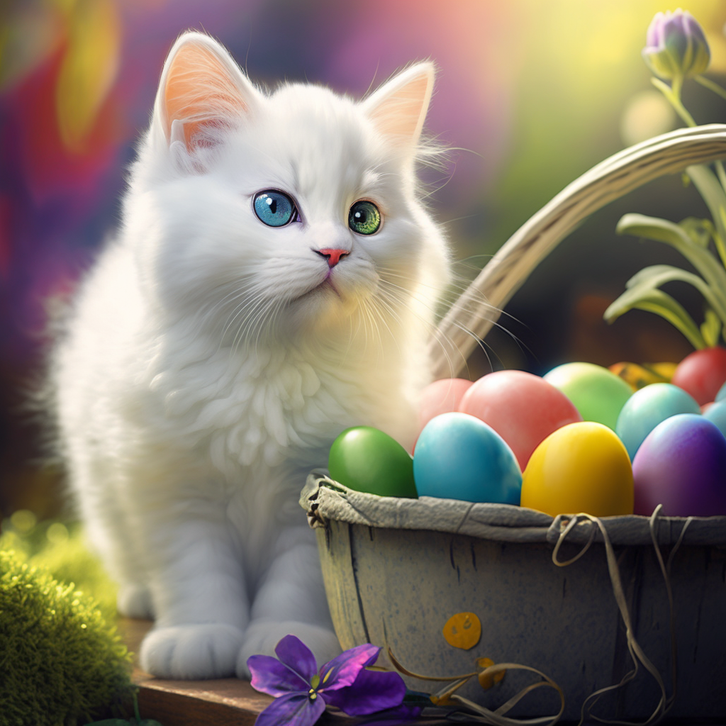 Easter Basket White Kitten Diamond Art Kit