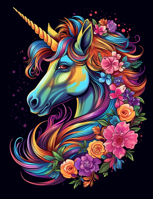 Bright Color Unicorn Head Diamond Art Kit