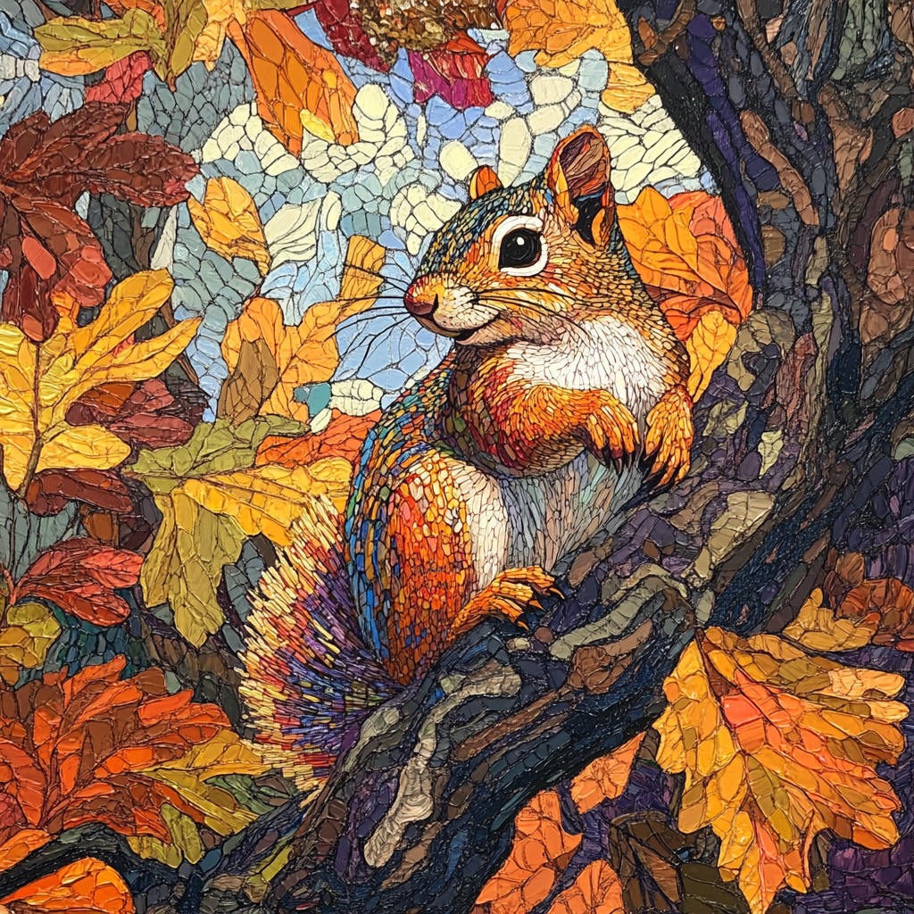 Abstract Squirrel In A Tree Diamond Art Kit