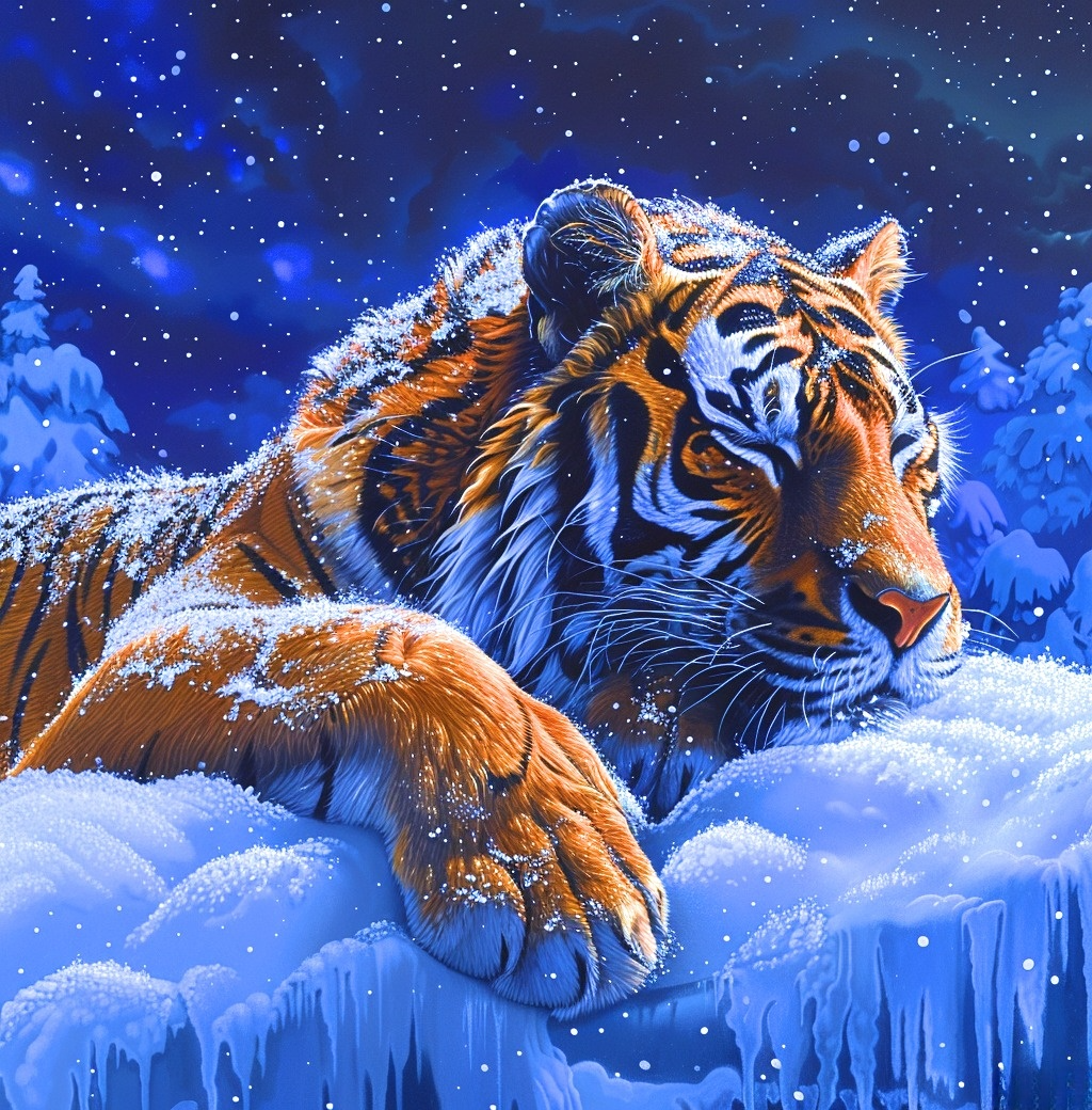 Blue Ice Tiger Diamond Art Kit