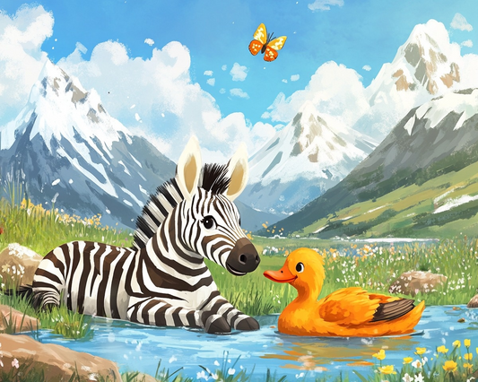 Cartoon Duck Zebra Diamond Art Kit