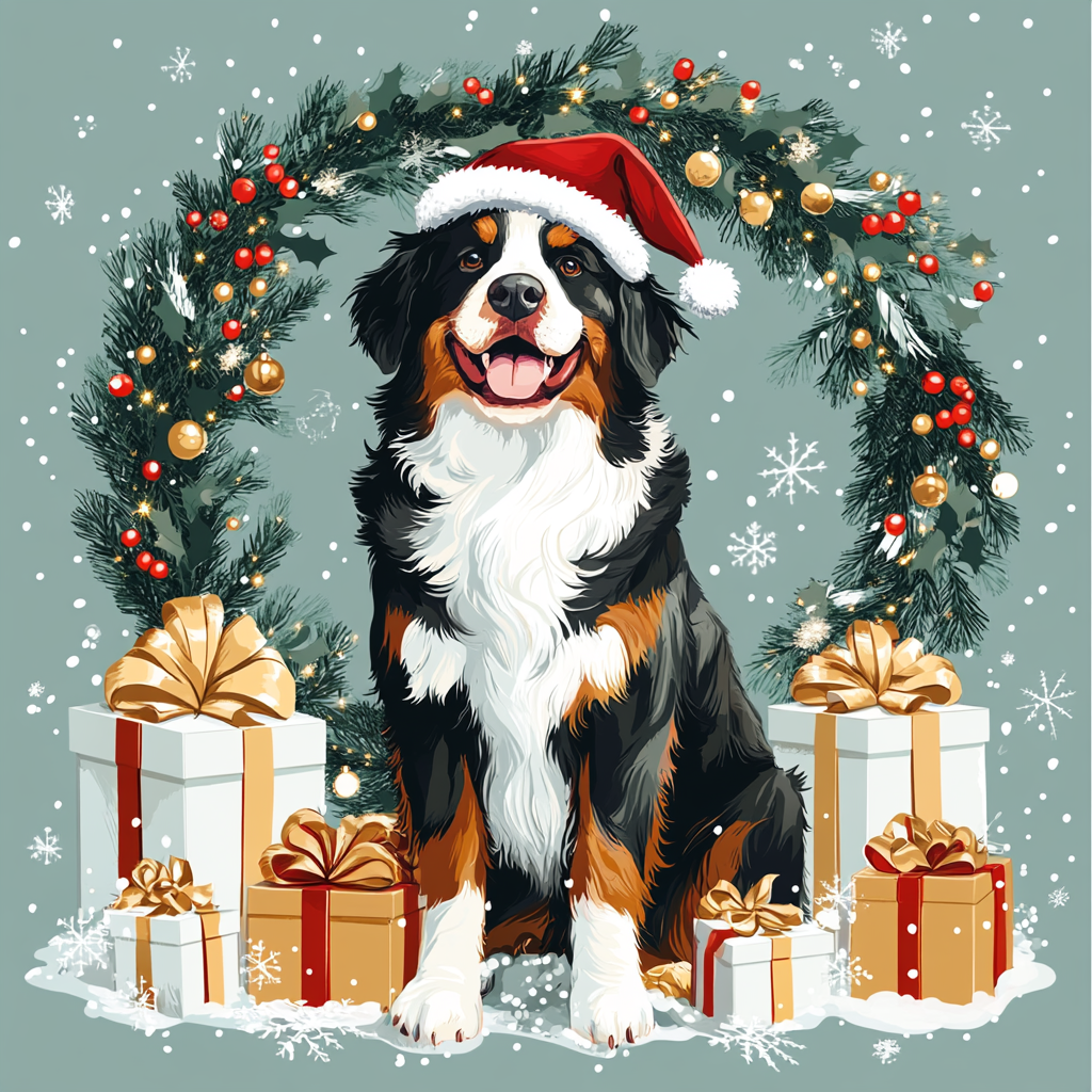 Christmas Bernese Mountain Dog Diamond Art Kit