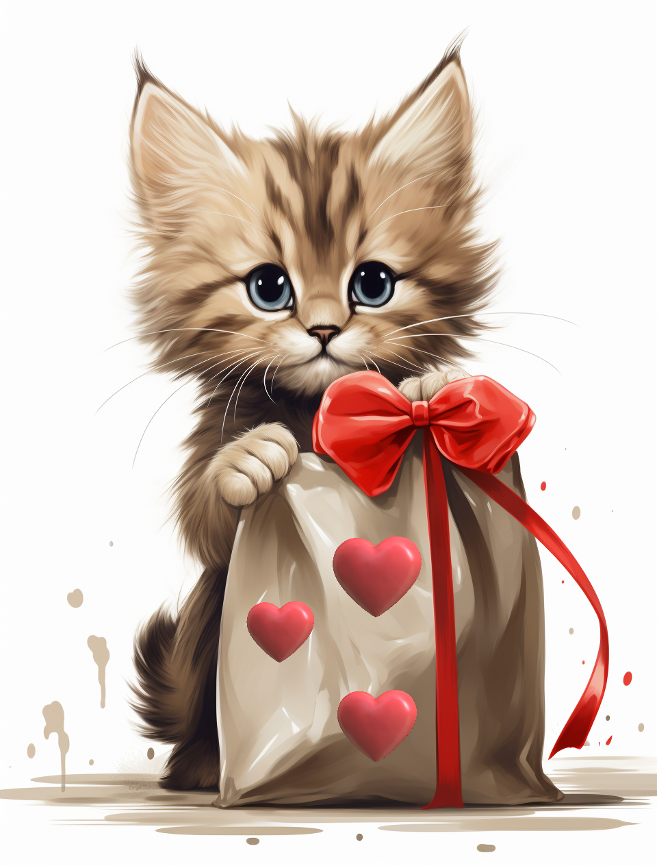 Red Bow Kitten Diamond Art Kit