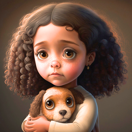 Wide Eyed Girl Dog Diamond Art Kit