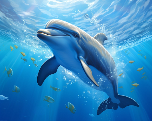 Yellow Fish And Dolphin Diamond Art Kit
