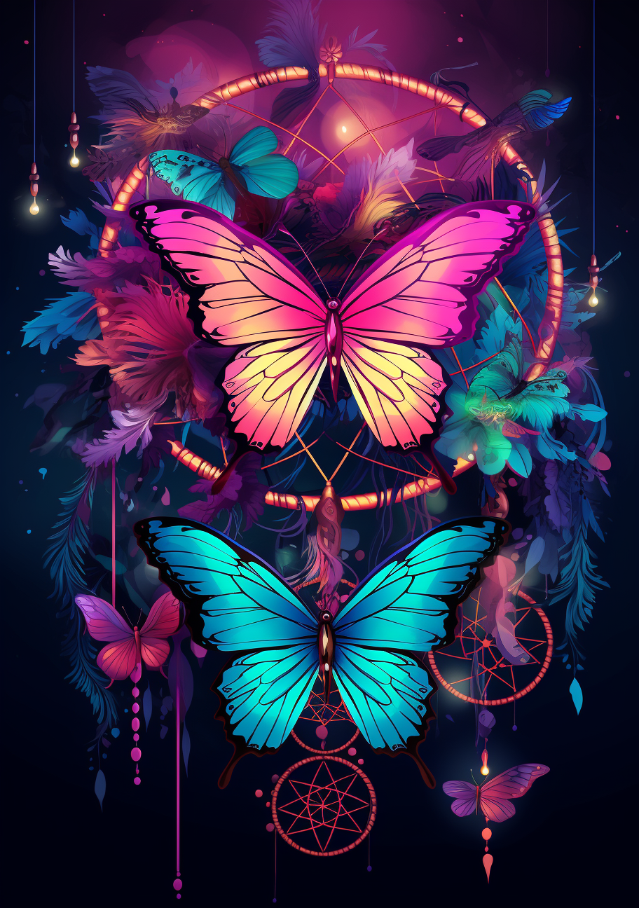 Two Large Butterfly Dreamcatcher Diamond Art Kit