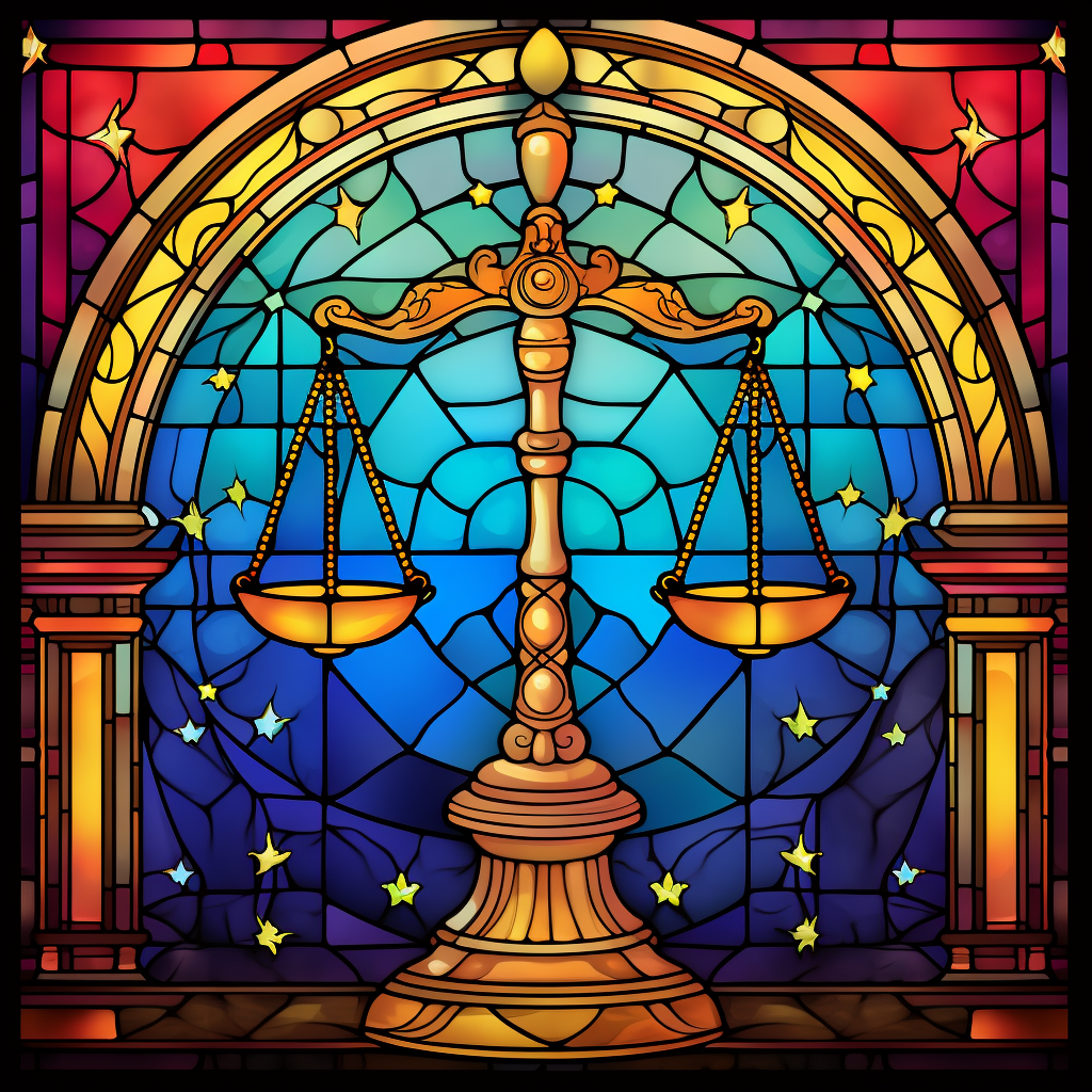 Rainbow Colored Abstract Scales Of Justice Diamond Art Kit