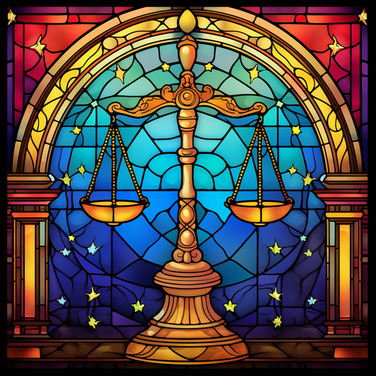 Rainbow Colored Abstract Scales Of Justice Diamond Art Kit
