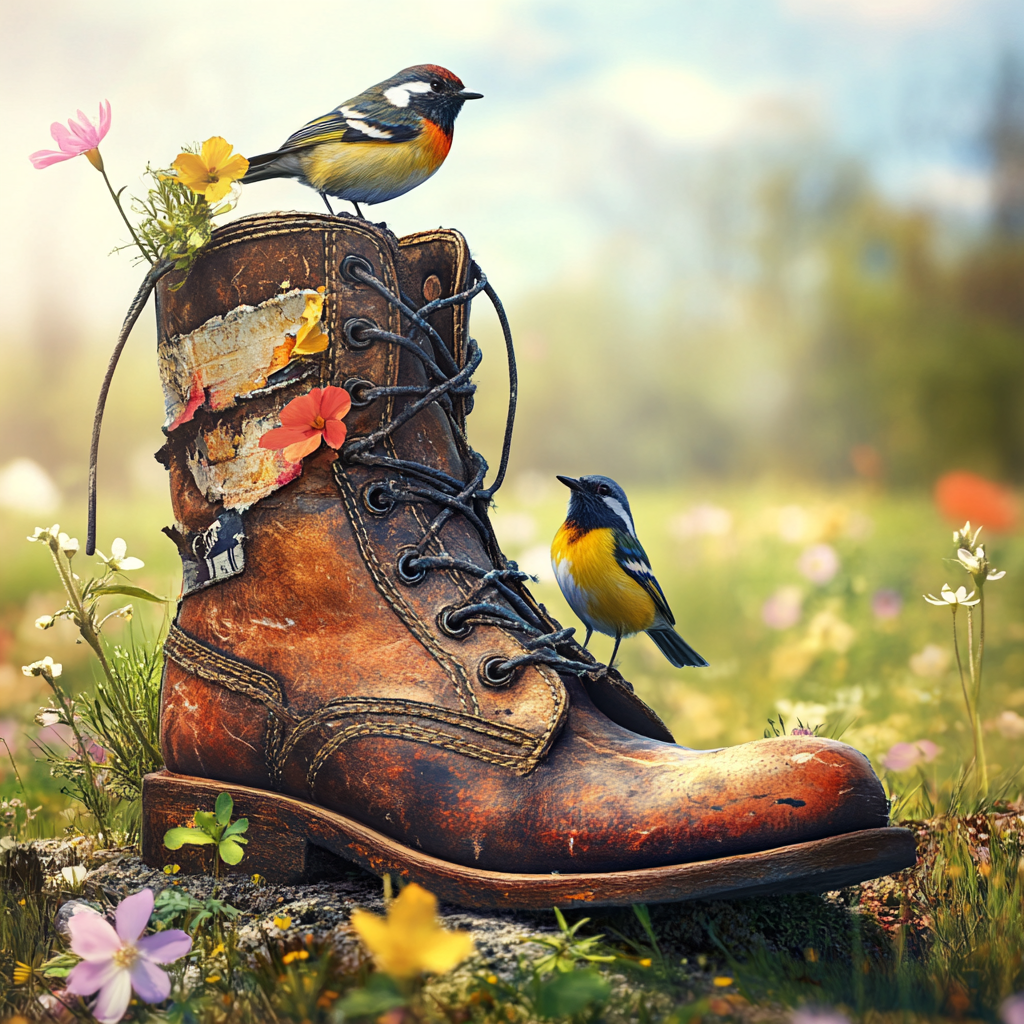 Two Birds And Old Boot Diamond Art Kit