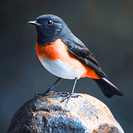 Black And Orange Bird On A Rock Diamond Art Kit