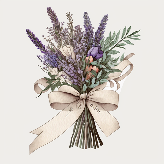 Cream Bow Lavender Diamond Art Kit