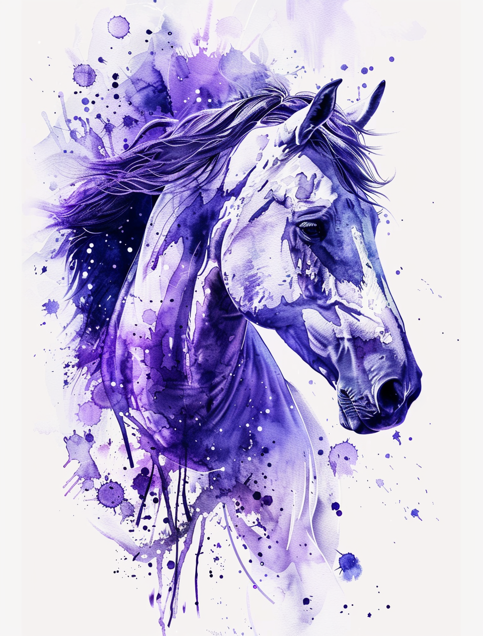 Dark Purple Splatter Horse Diamond Art Kit