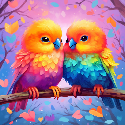 Colorful Lovebirds Diamond Art Kit