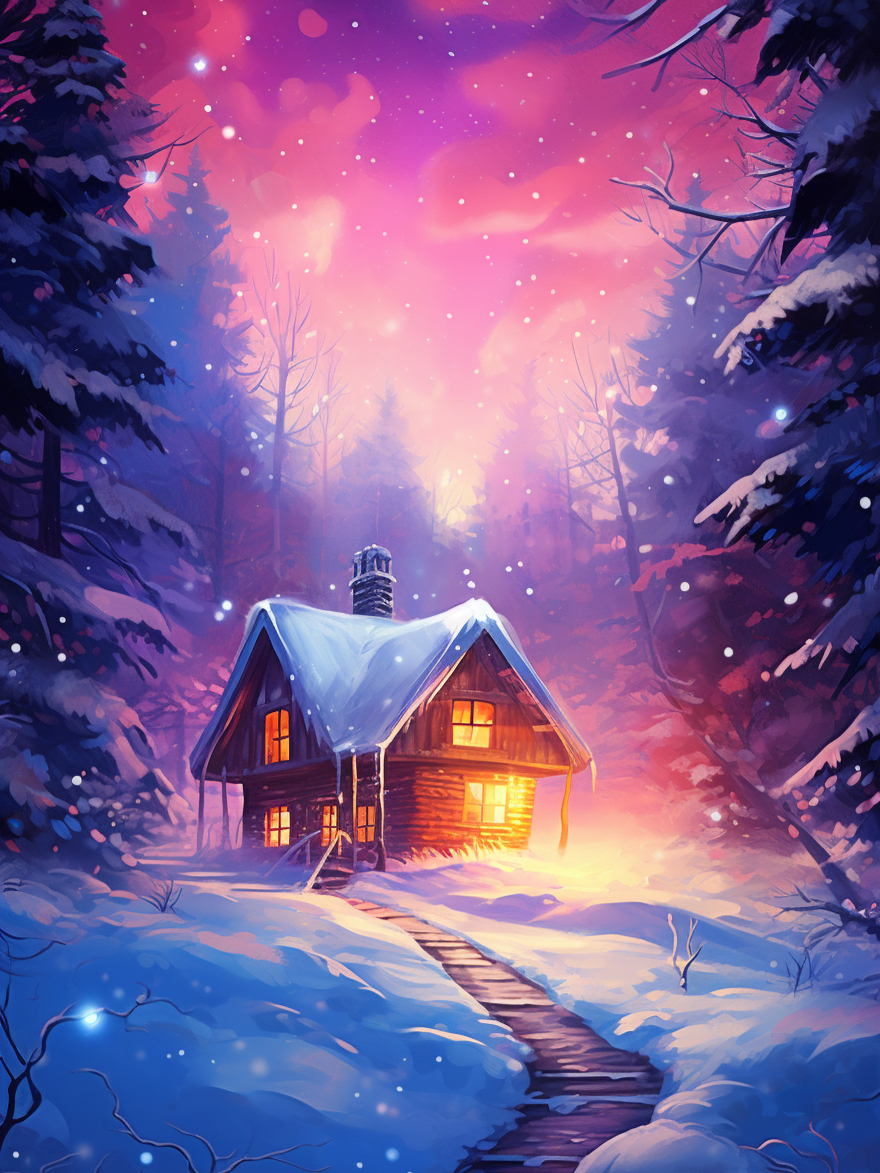 Glowing Windows Now Cabin Diamond Art Kit