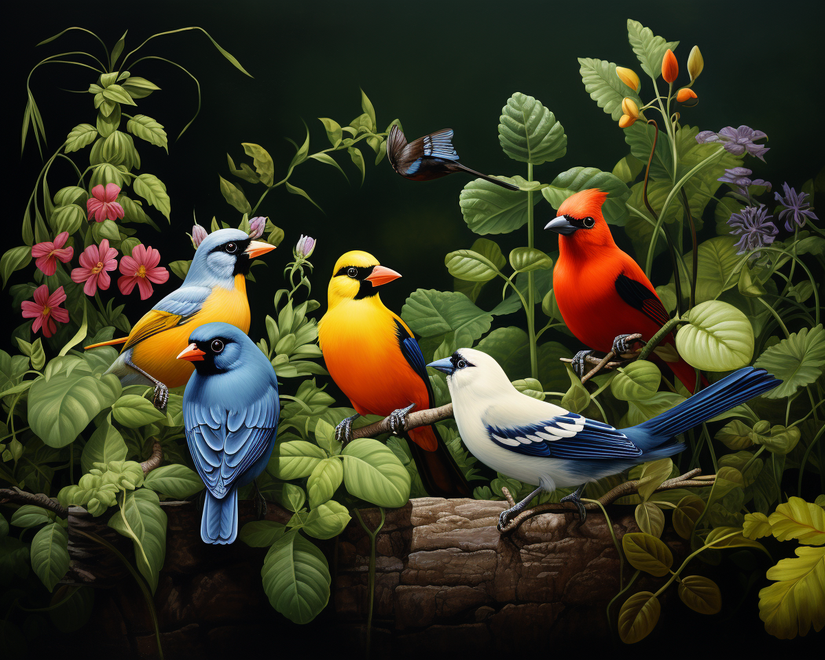 Five Birds Green Plants Diamond Art Kit