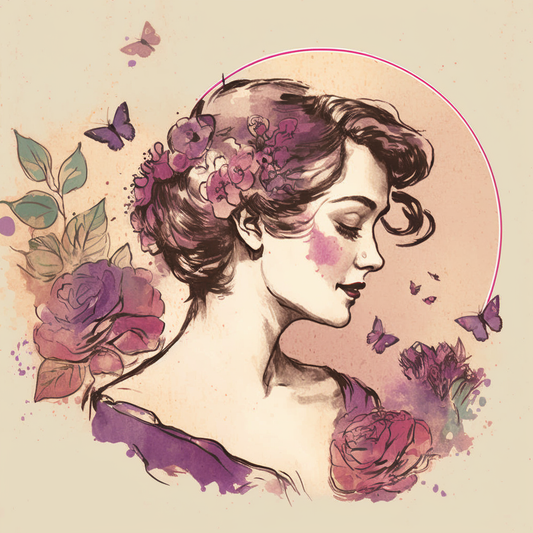 Watercolor Woman And Flowers Diamond Art Kit
