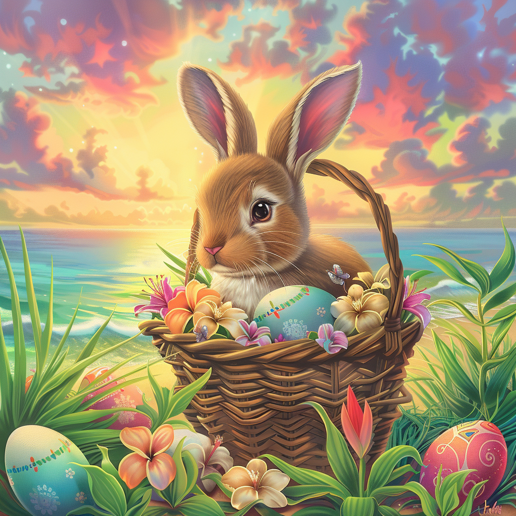 Sunset Bunny Easter Basket Diamond Art Kit
