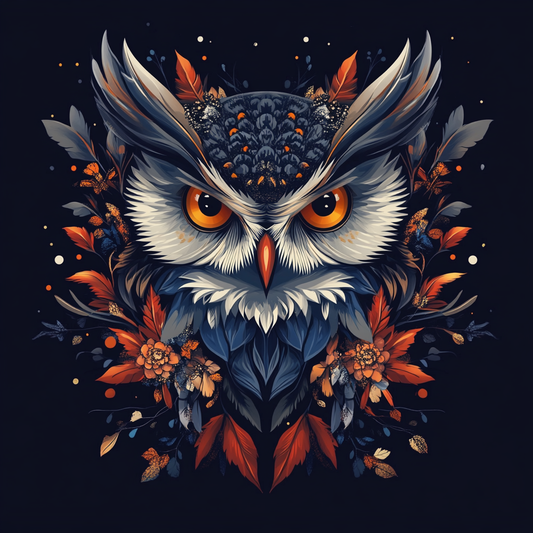 Owl In Fall Leaves Diamond Art Kit
