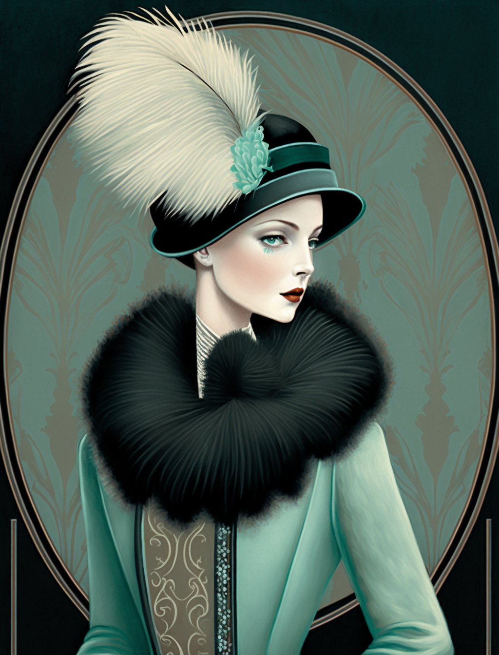 Feather Hat Deco Woman Diamond Art Kit