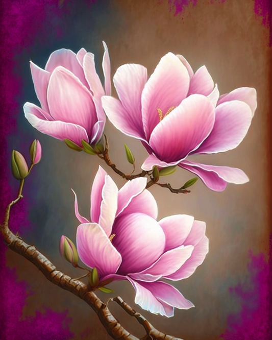 Branch Of Pink Magnolias Diamond Art Kit