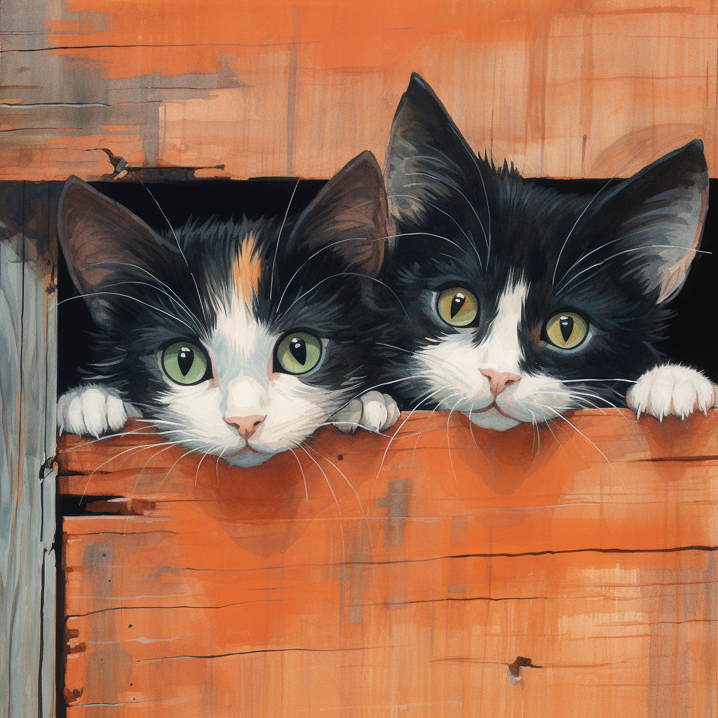 Green Eye Kittens Peeking Diamond Art Kit