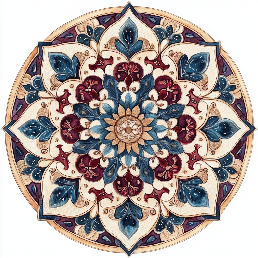 Cream Blue Mandala Diamond Art Kit