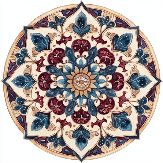 Cream Blue Mandala Diamond Art Kit