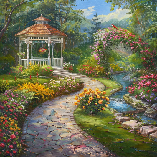 Stone Path To The Gazebo Diamond Art Kit