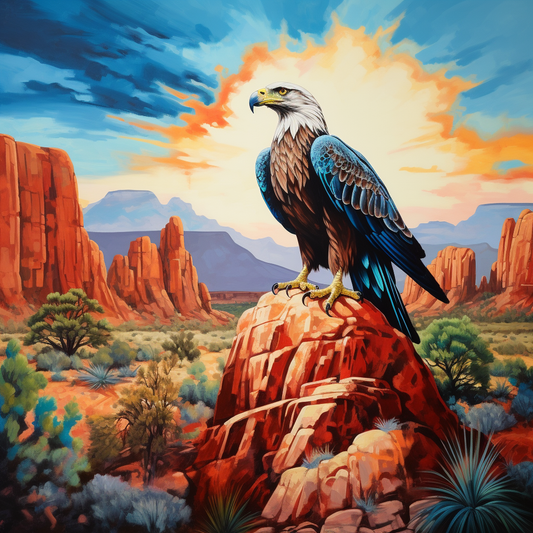 Abstract Sun Perched Eagle Diamond Art Kit