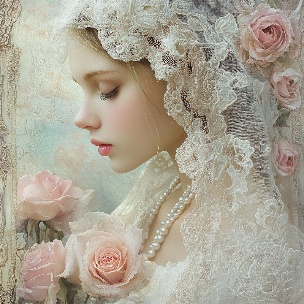 Ivory Veil Bride Roses Diamond Art Kit