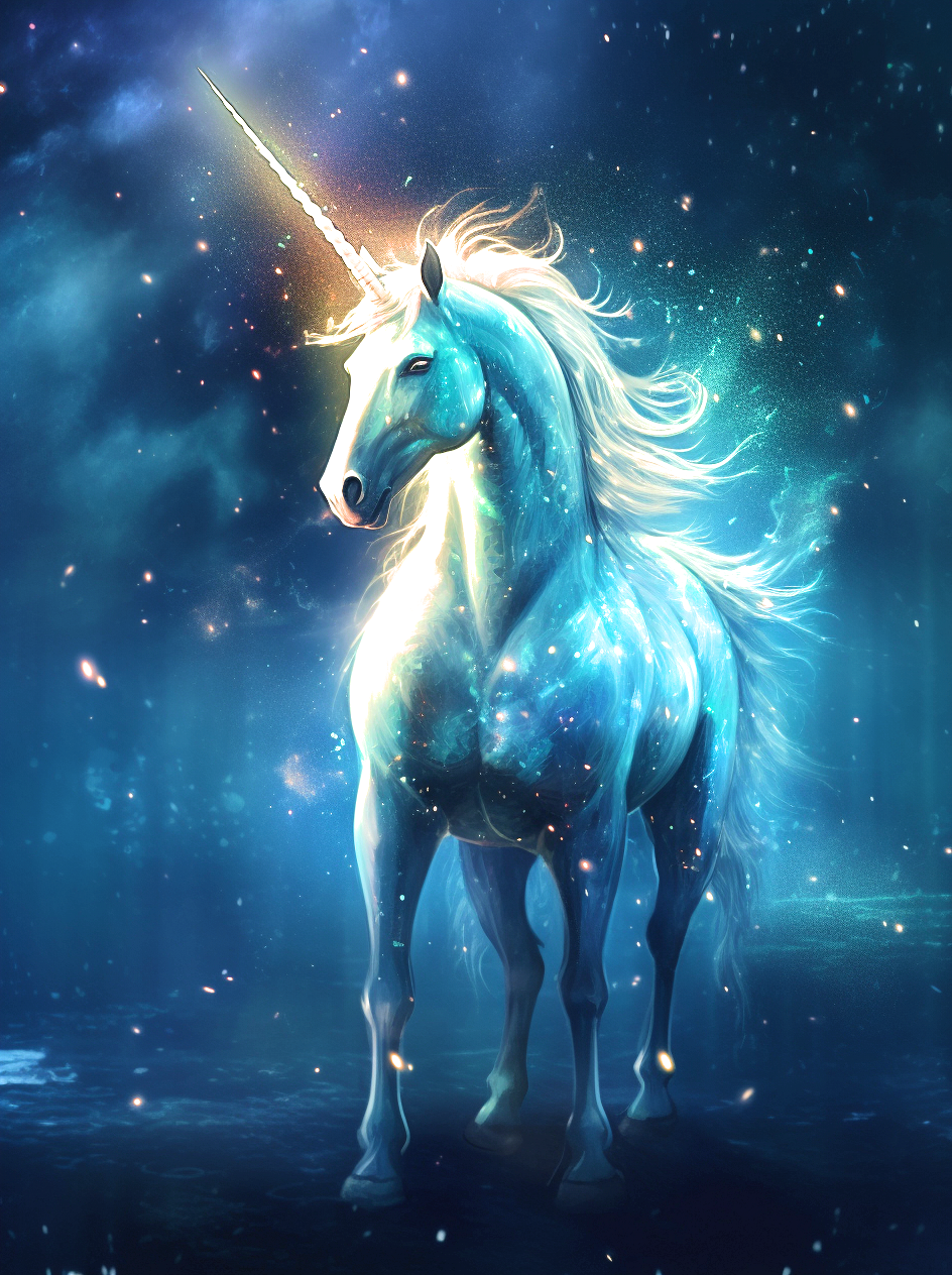 Glowing Horn Blue Unicorn Diamond Art Kit