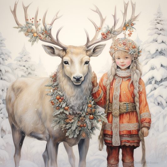 Watercolor Reindeer Diamond Art Kit
