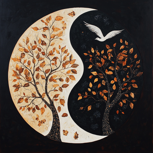 White Birdy In Yang Trees Diamond Art Kit