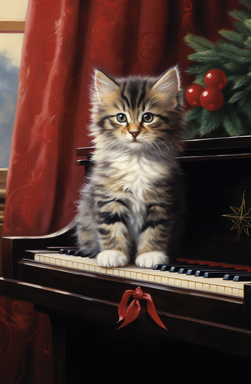 Kitten On The Piano Keys Diamond Art Kit