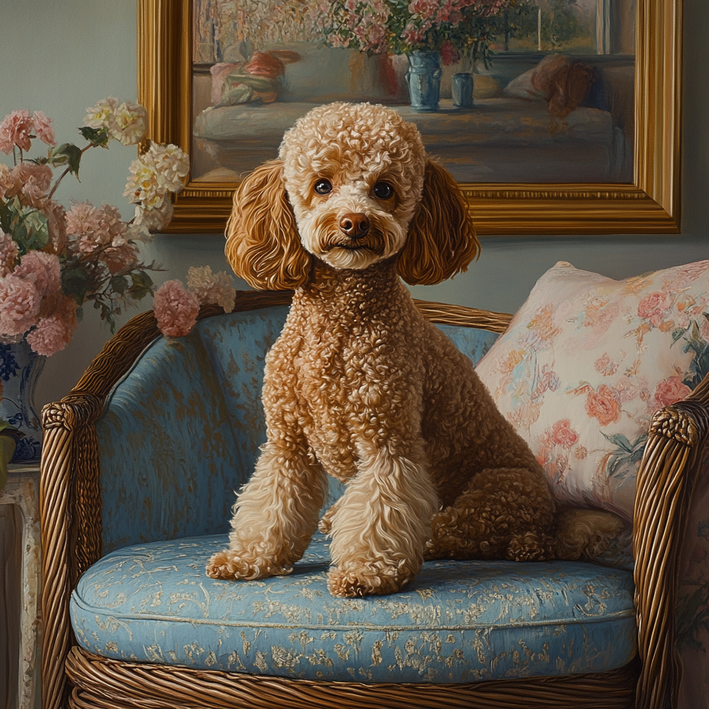 Wicker Chair Chocolate Poodle Diamond Art Kit