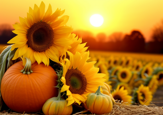 Sunflower Field Pumpkins Diamond Art Kit